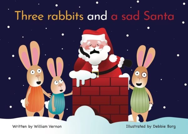 Three rabbits and a sad Santa